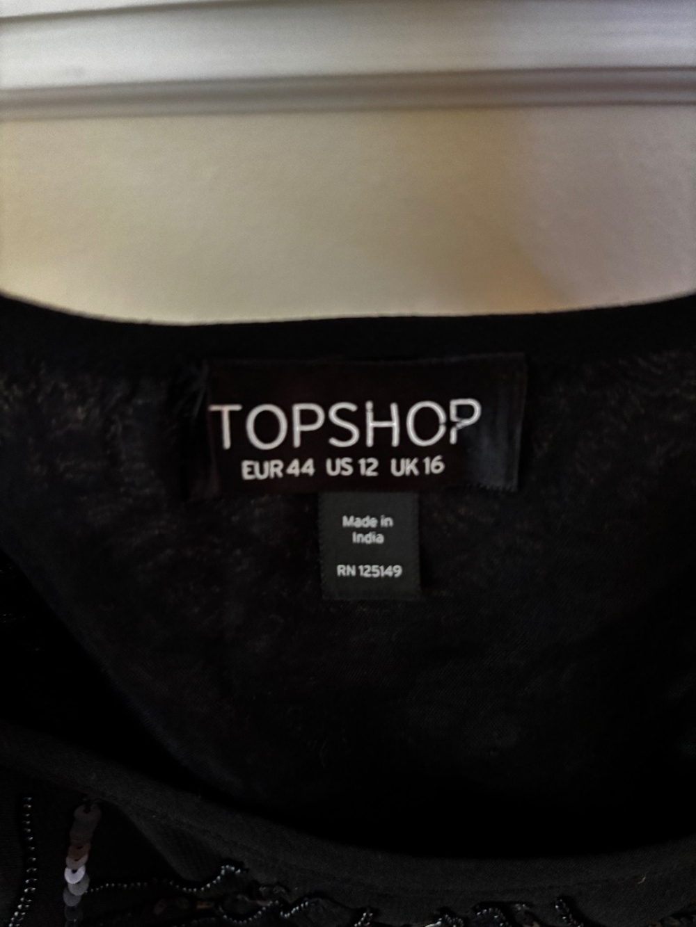 Top shop beaded black tank top size 12